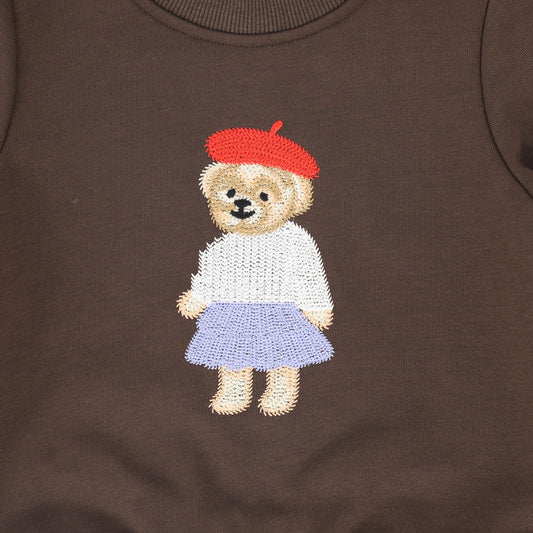 Girls Embroidered Doll Sweatshirt Set