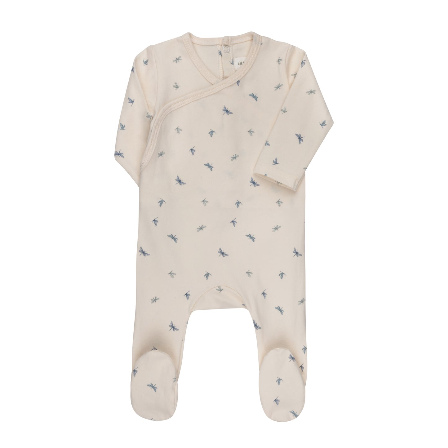 Ivory/Blue Jersey Cotton Dragonfly Footie