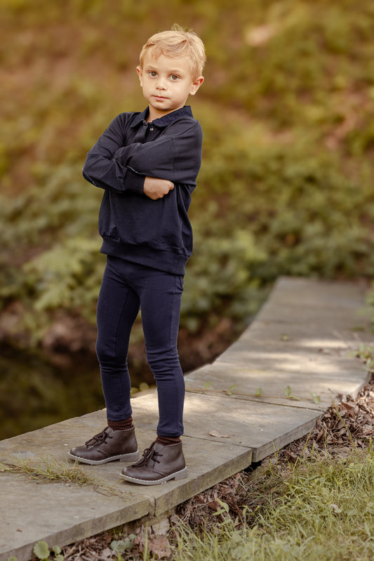 Denim Collared Sweatshirt