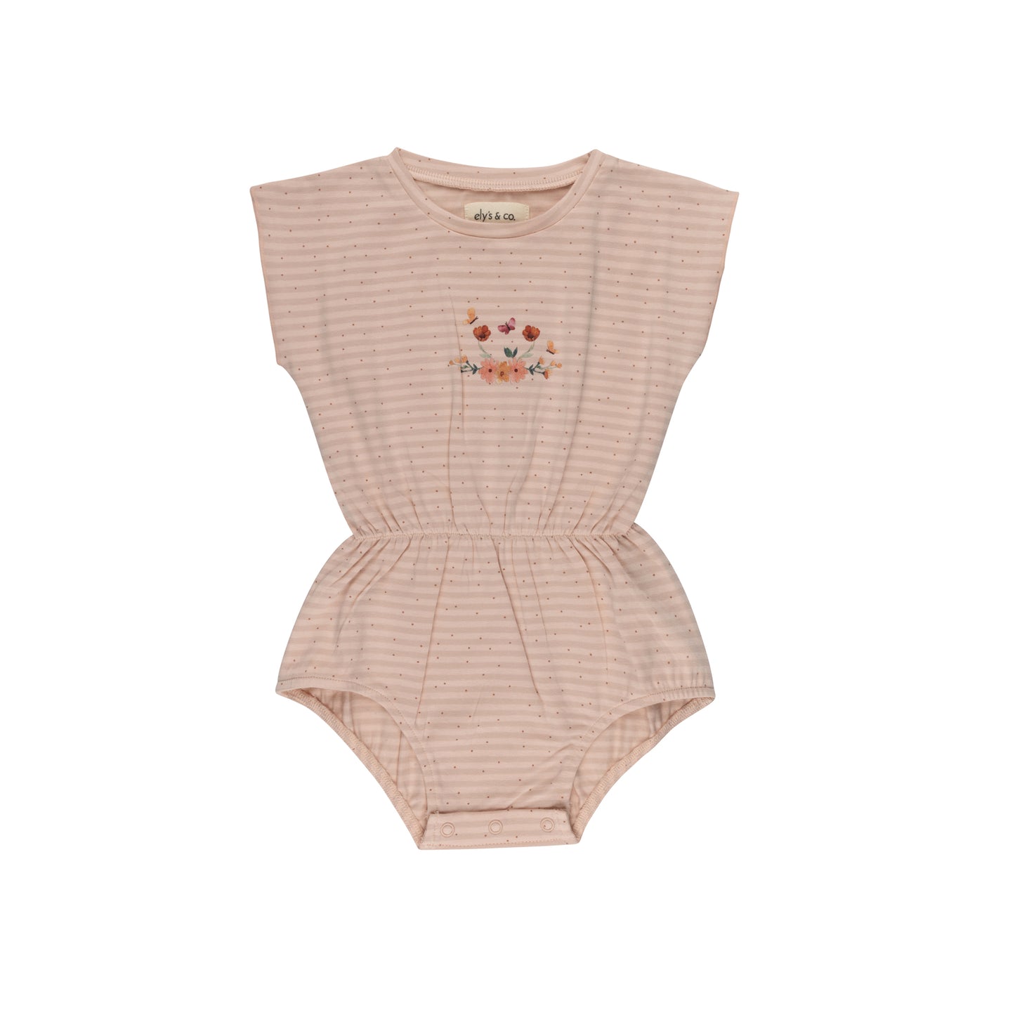 Floral Stripe Pink Romper