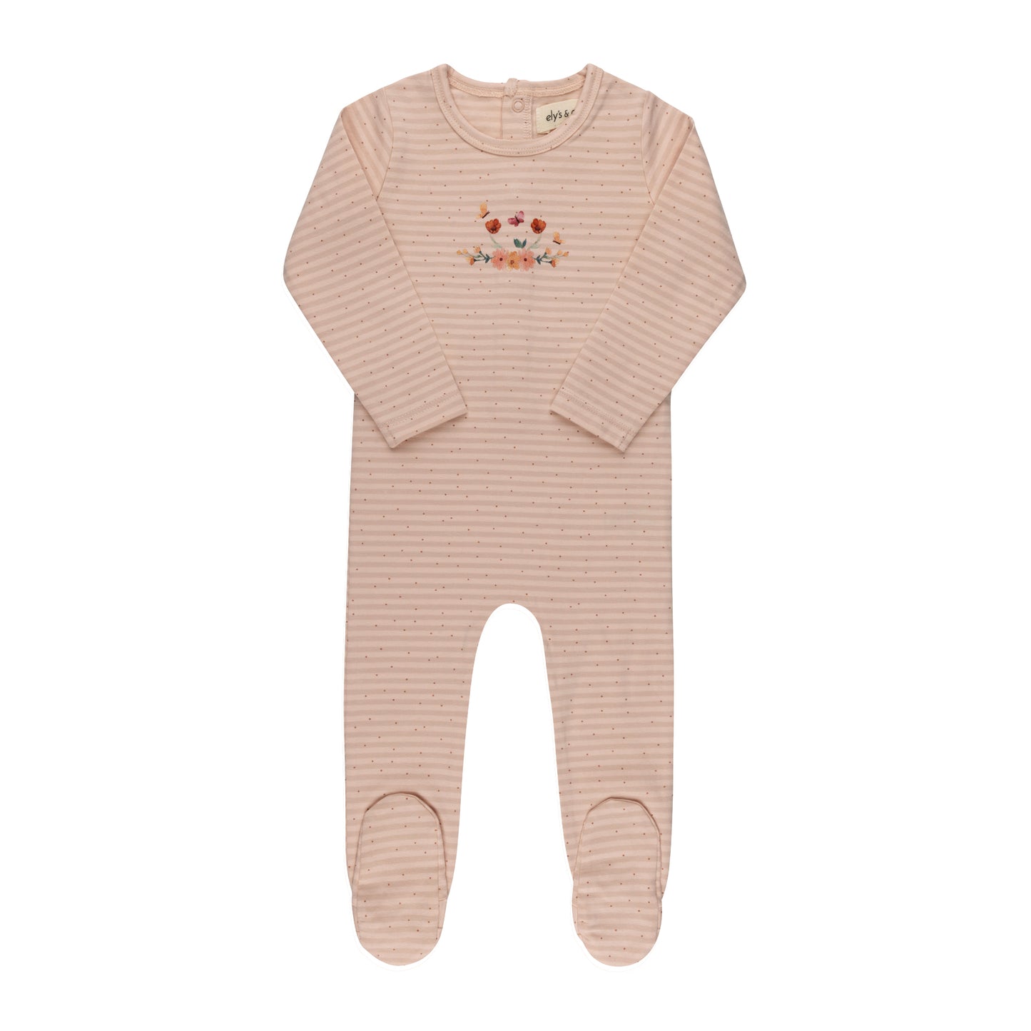 Floral Stripe Pink Footie