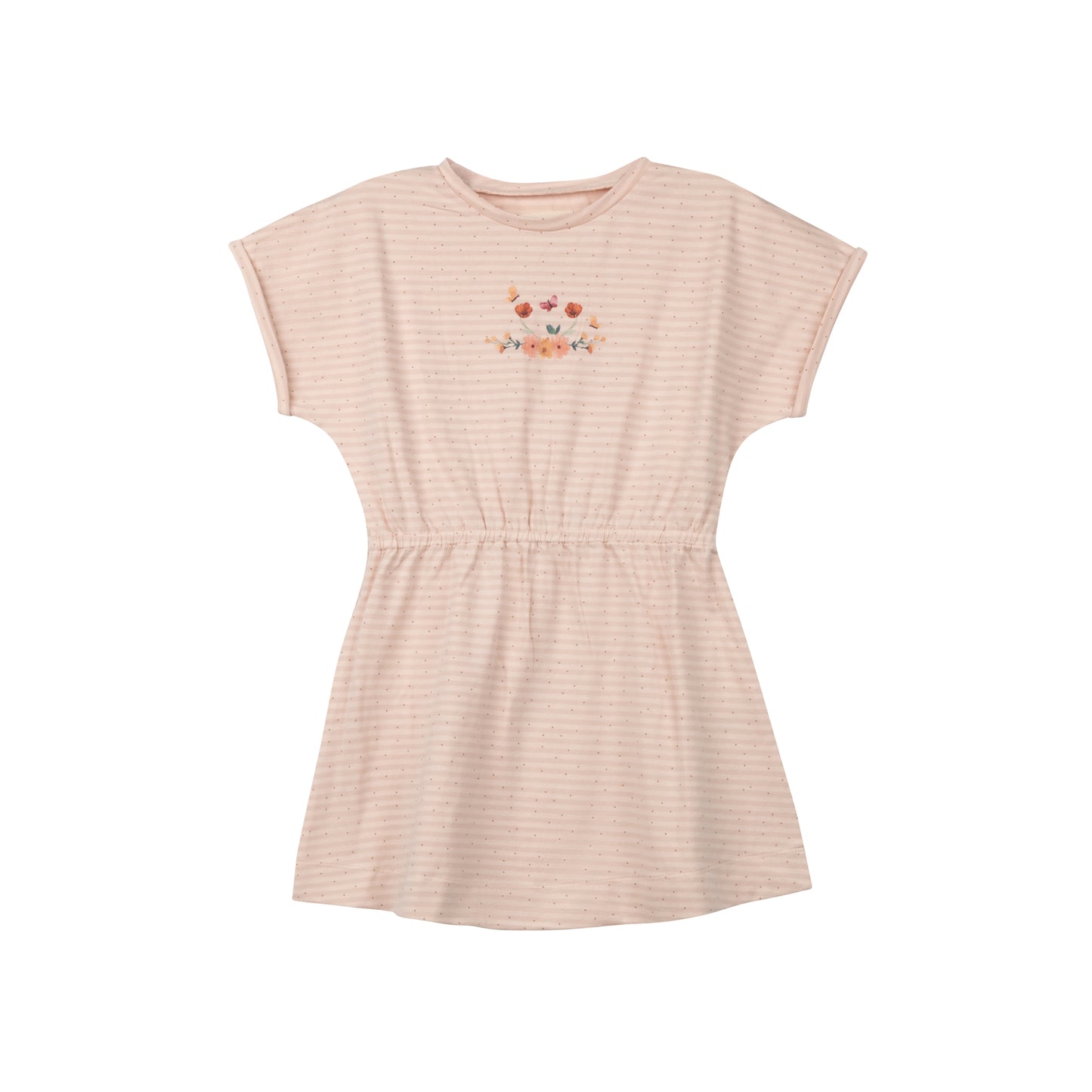 Floral Stripe Pink Short Sleeve Dress