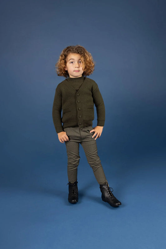 Dense Knit Collection Cardigan- Olive