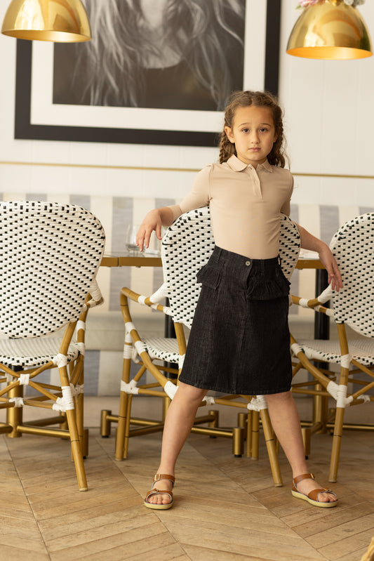 Snap Collection - Black Denim Skirt