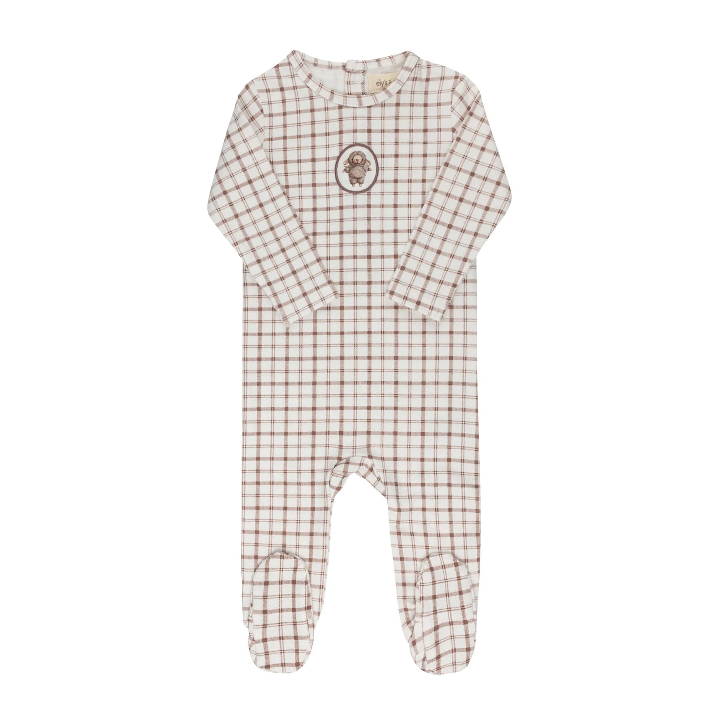 Modal French Terry Plaid Sheep Collection - Mauve Footie
