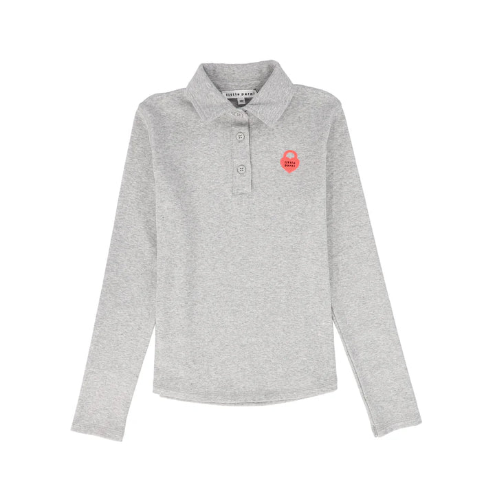 Teen Neon Collar Heart Logo Tshirt- Grey