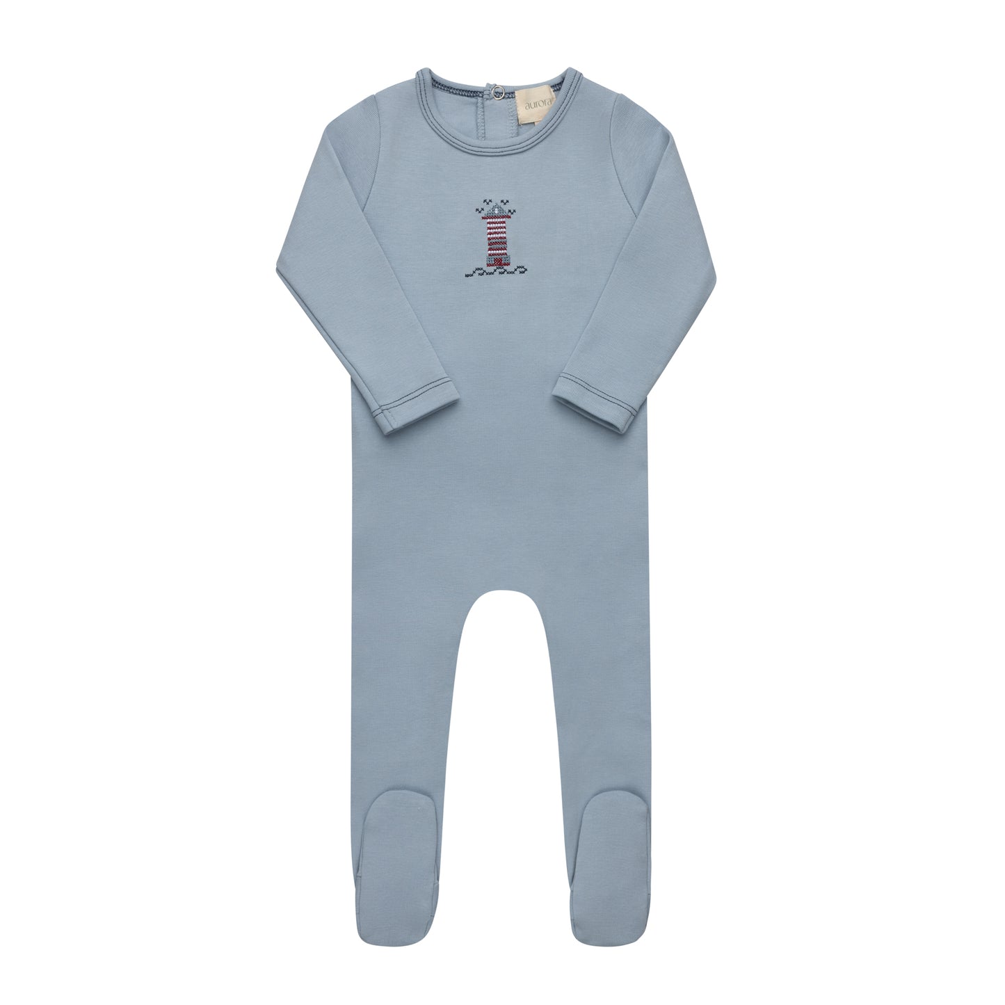 Blue Cross-stitch Lighthouse Footie
