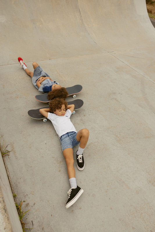 Blue Denim Two-Tone Shorts