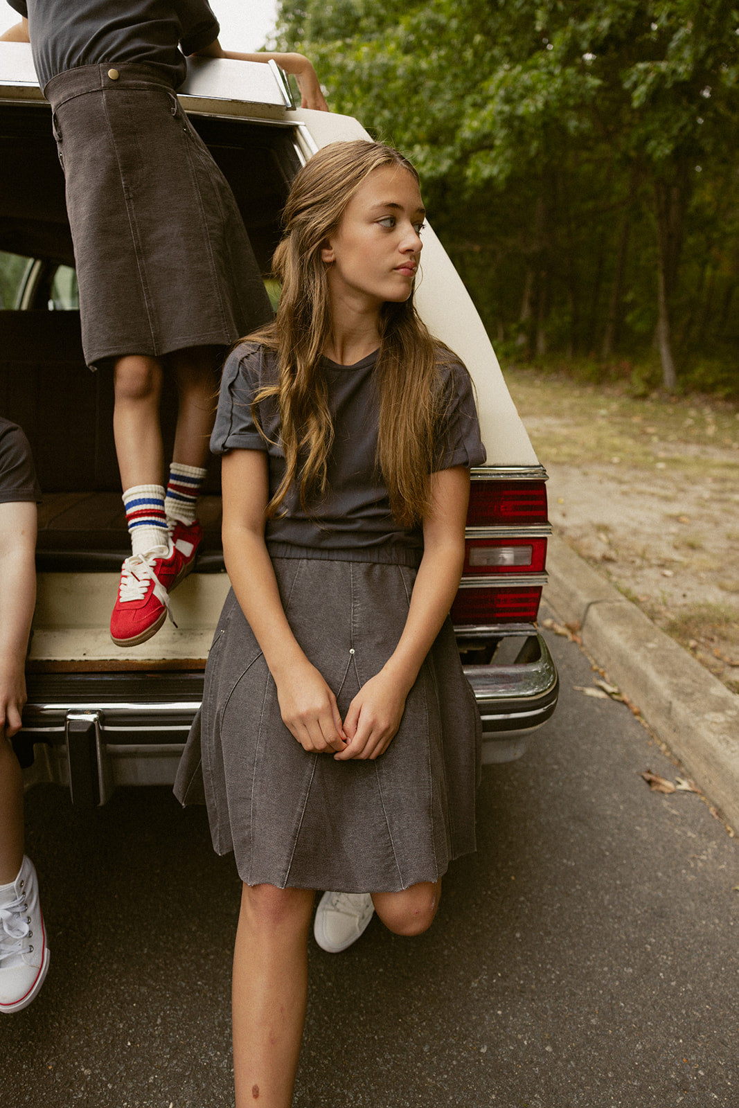 Black Mix Media Flounce Skirt