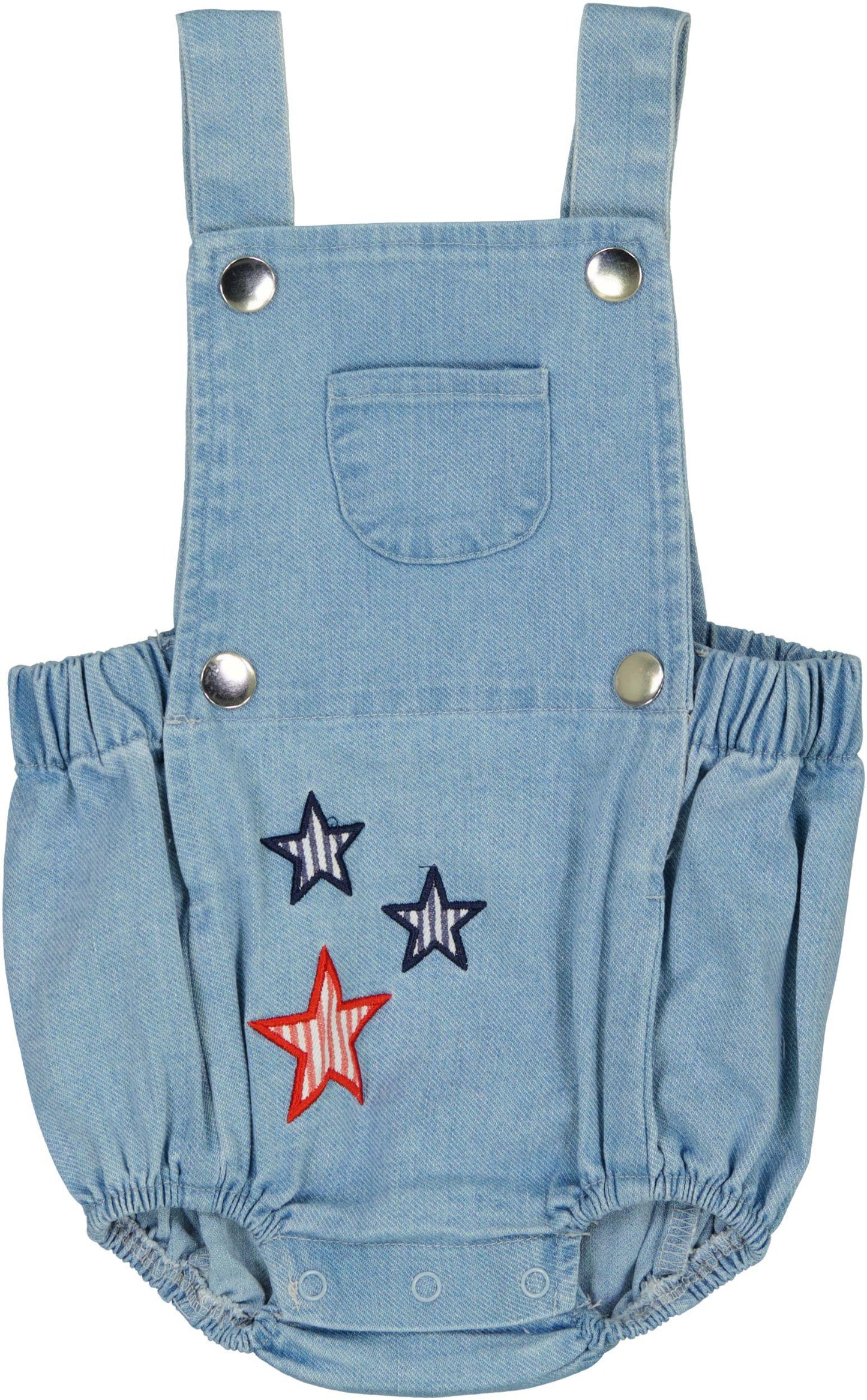 Denim Pinstripe Stars Romper