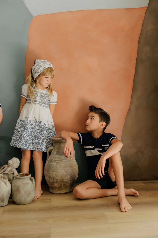 Boys Mesh Knit Polo – Navy