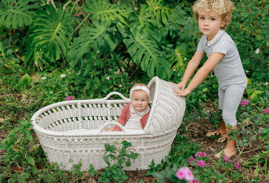 Floral Embroidered Collar Blue Bodysuit and Overalls