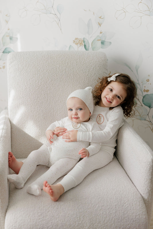 Cotton Bunny Ivory/Pink Bunny Footie+Beanie