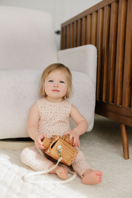 Floral Rib Pink Romper