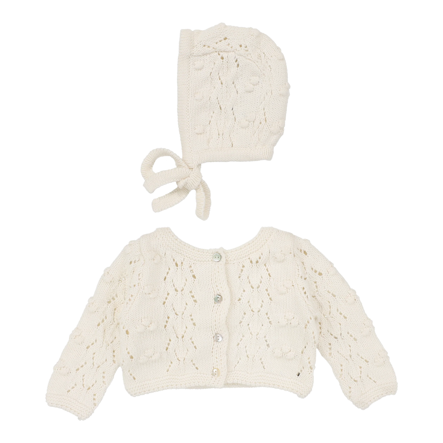 Popcorn Weave Cardigan Set Cream