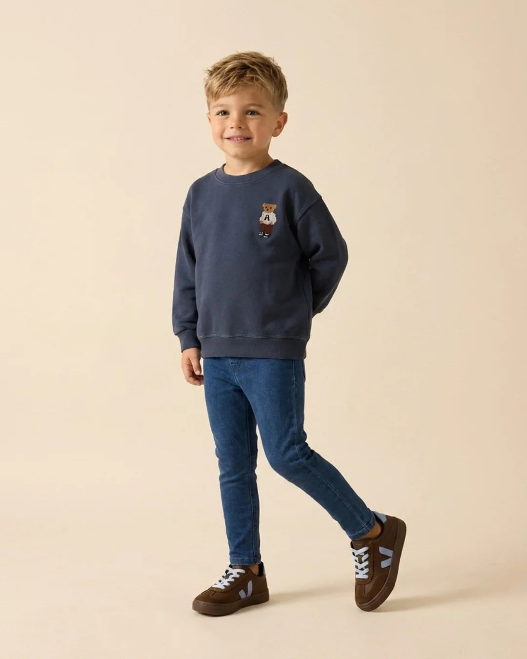 Bear Sweatshirt Boy- Vintage Indigo