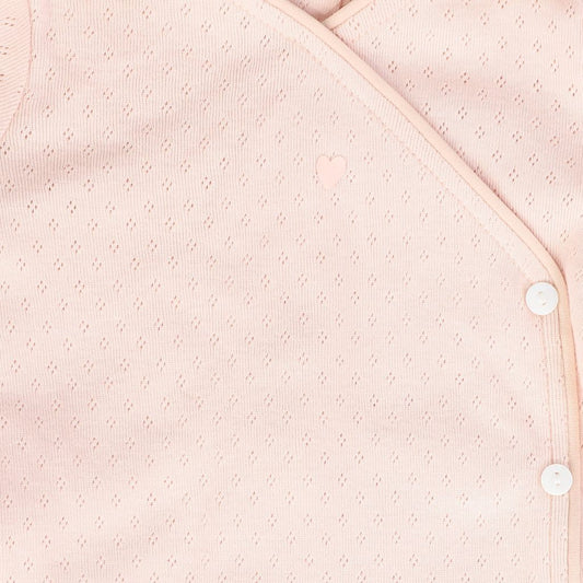 Pink Pointelle Piped Wrap Footie