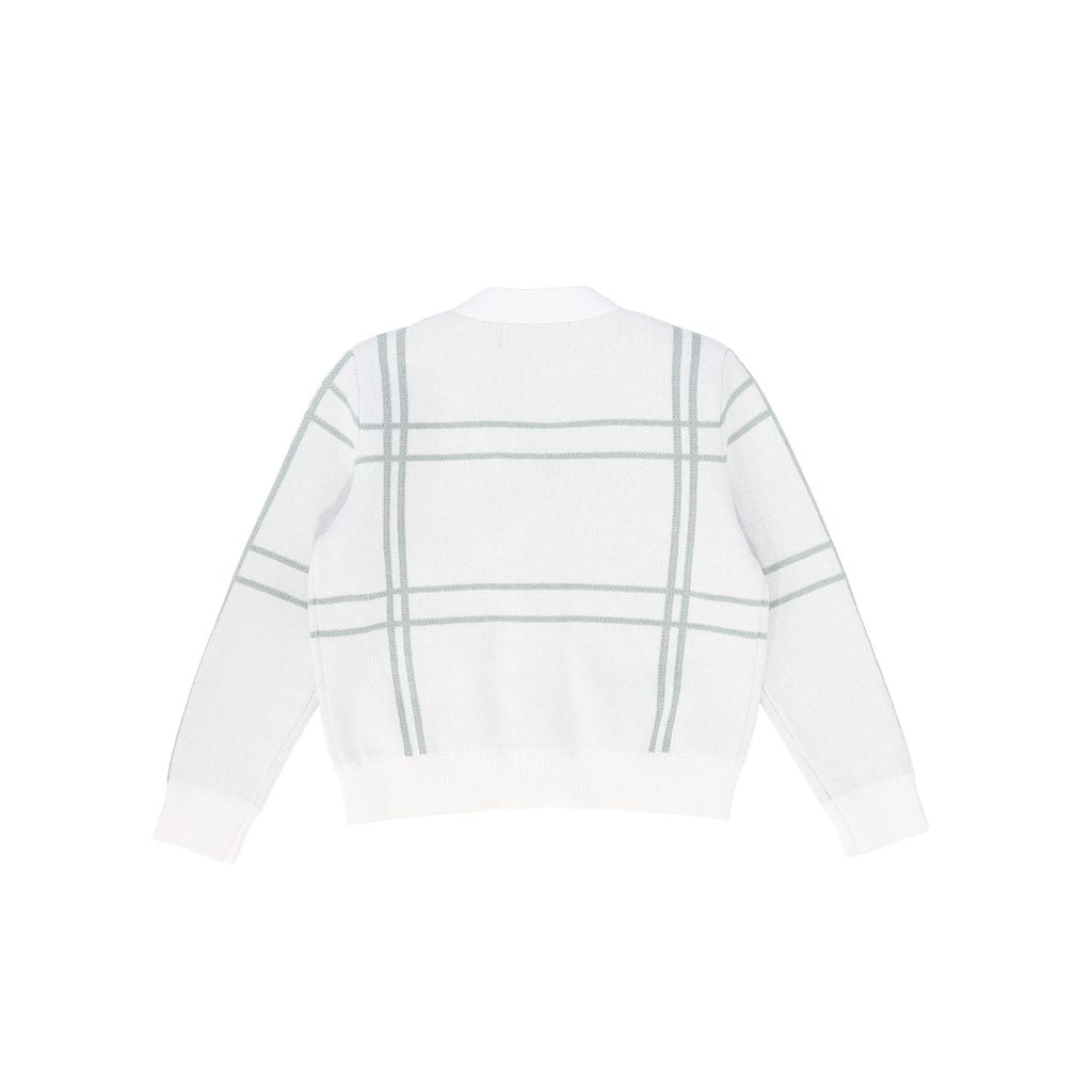 Knit Windowpane Button Cardigan - Green
