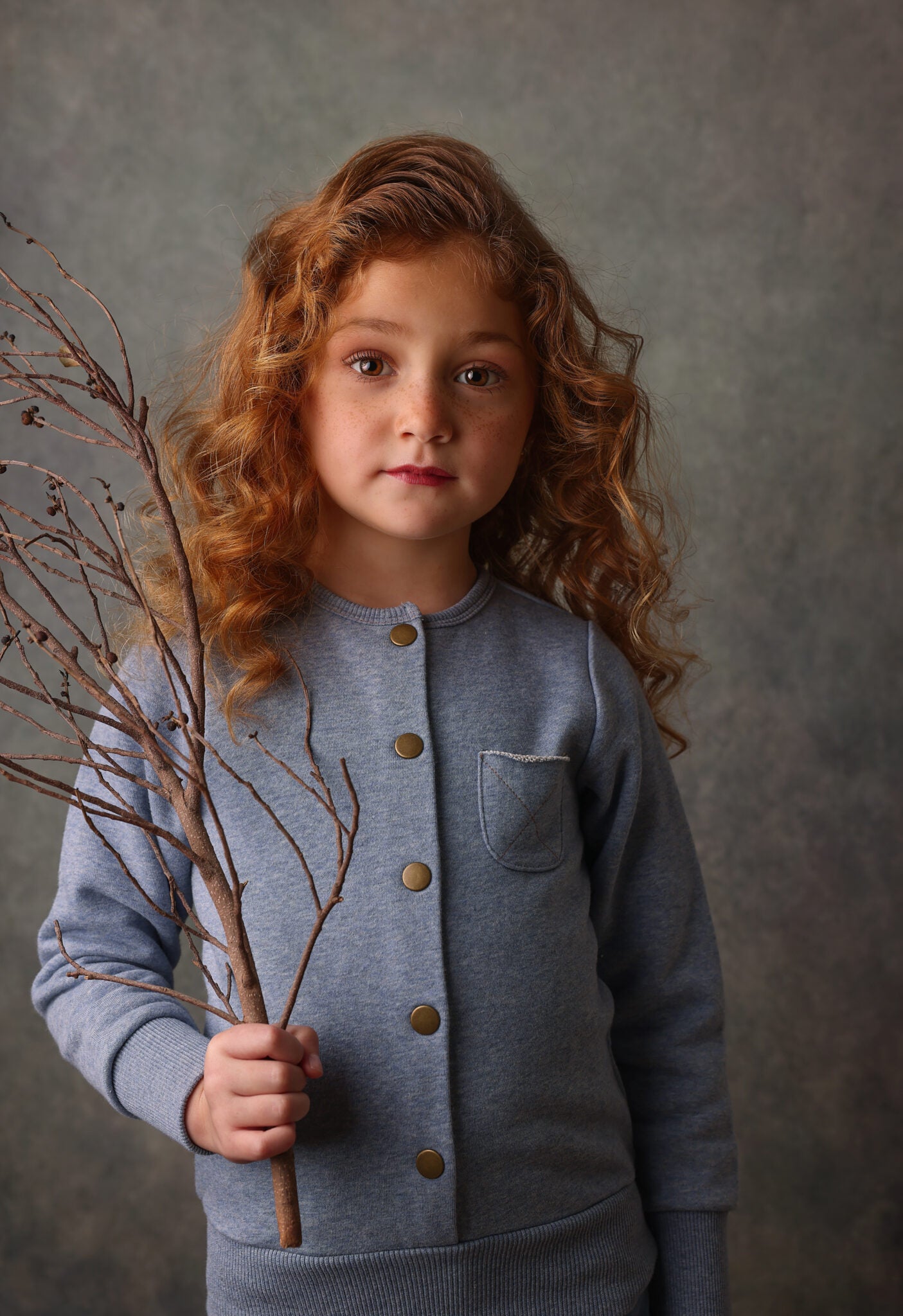 Contrast Stitch Blue Cardigan and Skirt Set