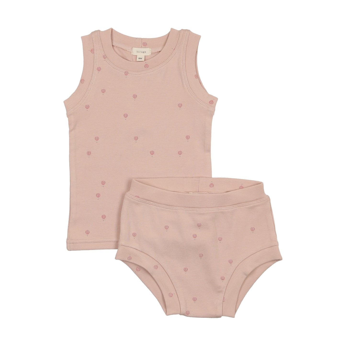 All Over Hot Air Balloon Sleeveless Set- Peach