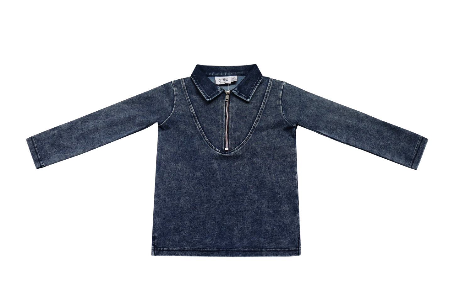 Blue Denim Long Sleeve Polo