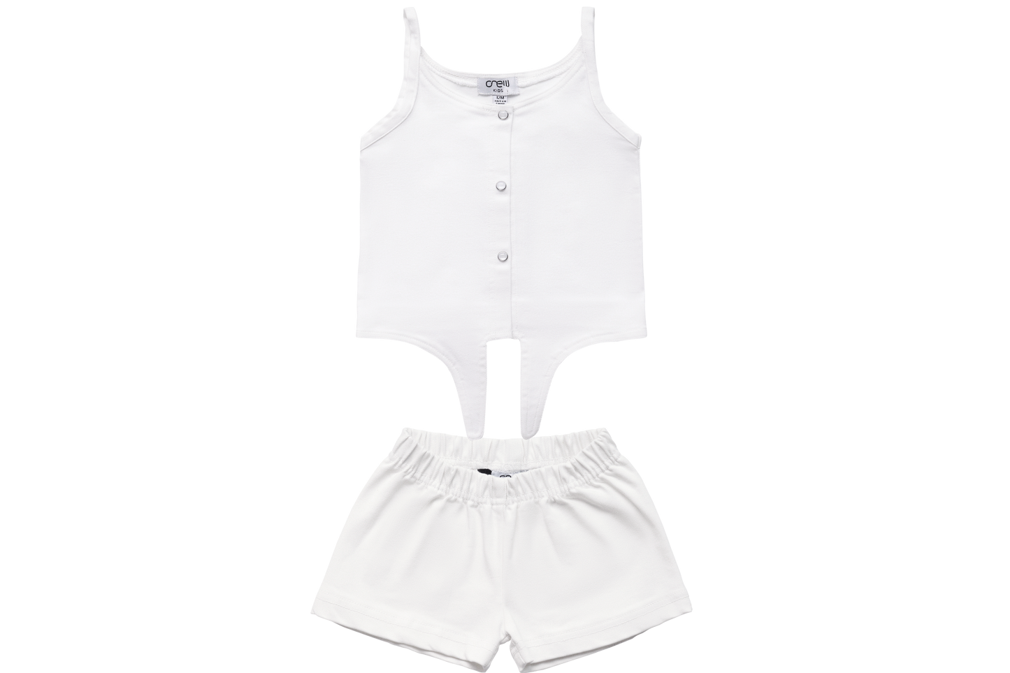 White Denim Flared Shorts Set