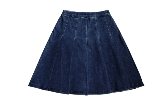 Denim Box Pleated Skirt