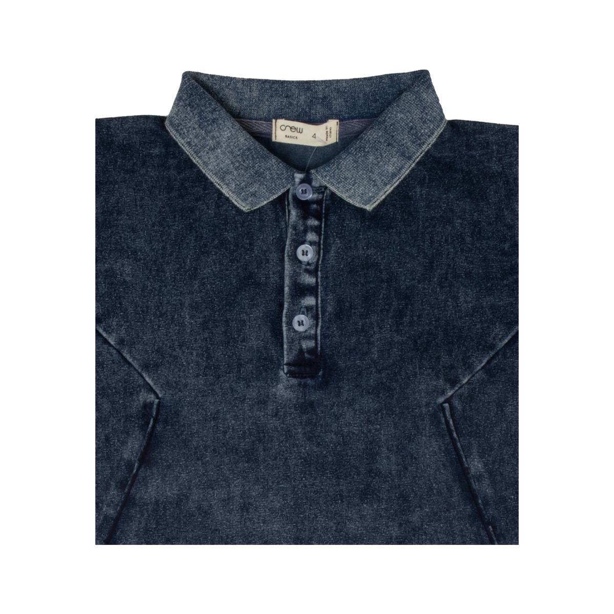 Blue Denim Long Sleeve Polo