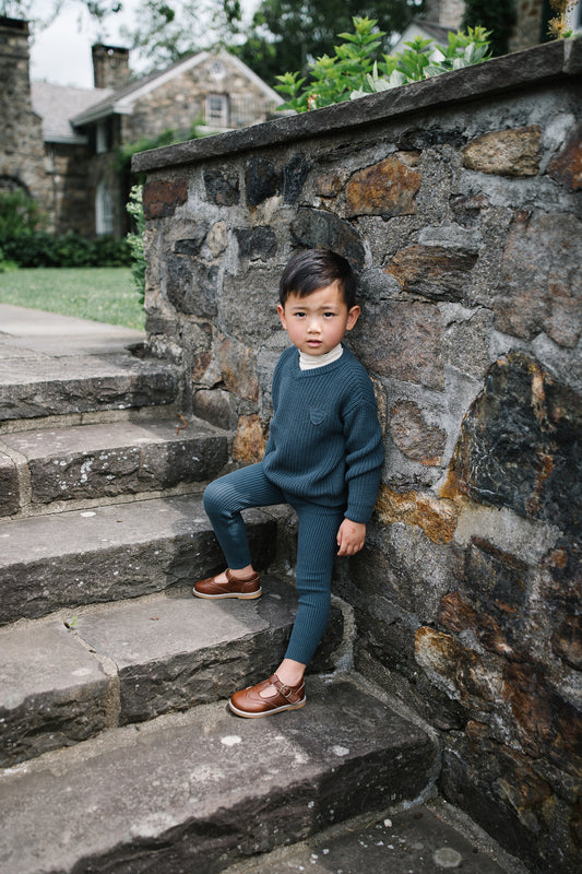 Knit VNeck Sweater Slate