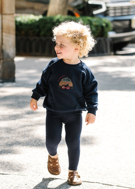 Plaid Detail Boys Sweatshirt Navy