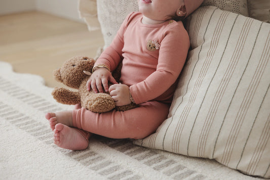 Bear Applique Lounge Set Deep Pink