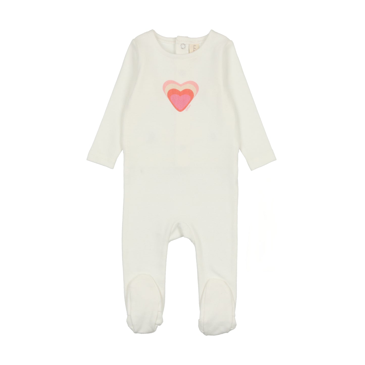 Big Graphic Heart Footie- Winter White