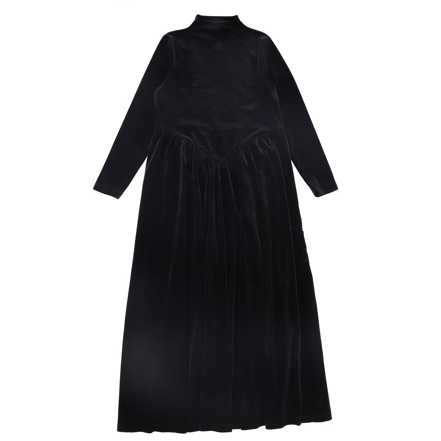 Basque Waist Velour Maxi Dress - Black