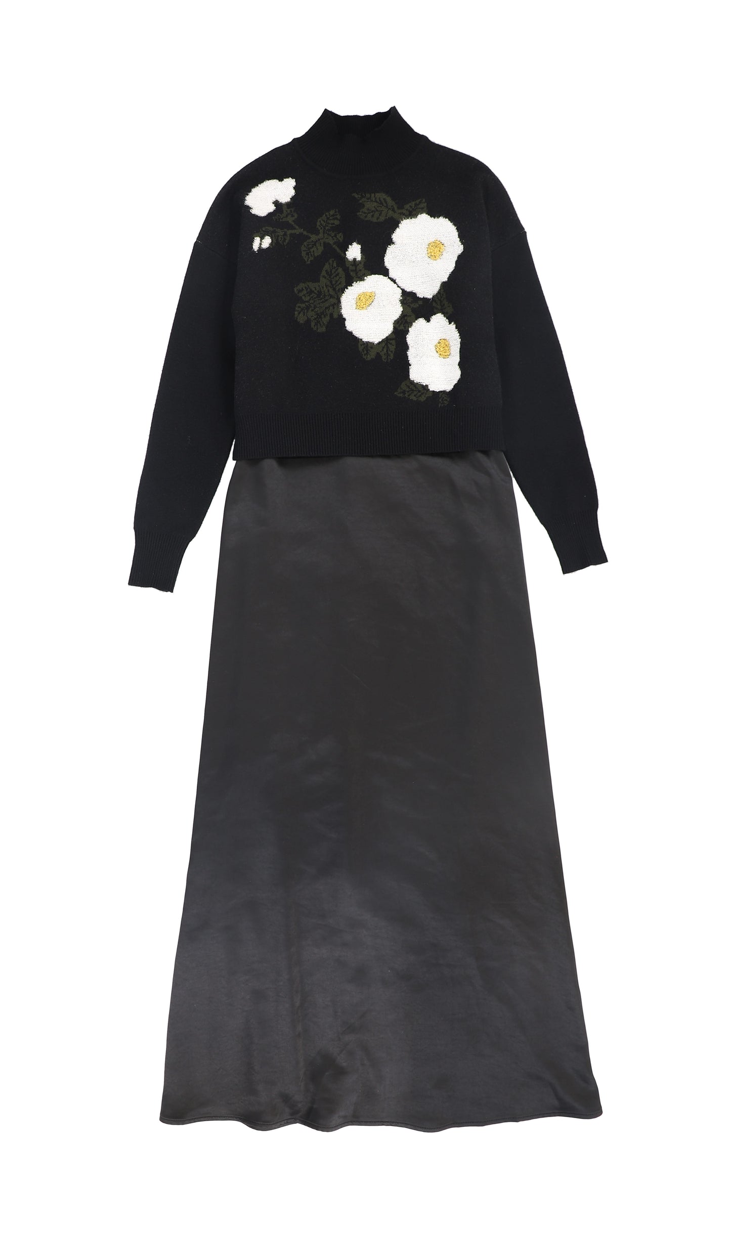 Flower Embroidered Sweater Maxi Dress