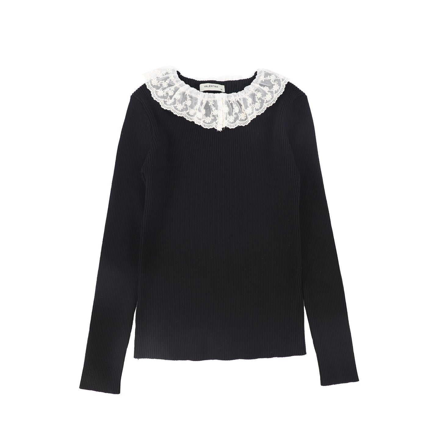 Lace Collar Ribbed Sweater