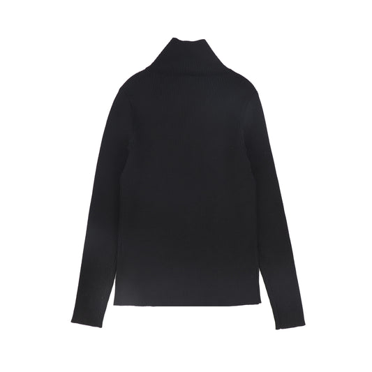 Wrap Neck Turtleneck- Black