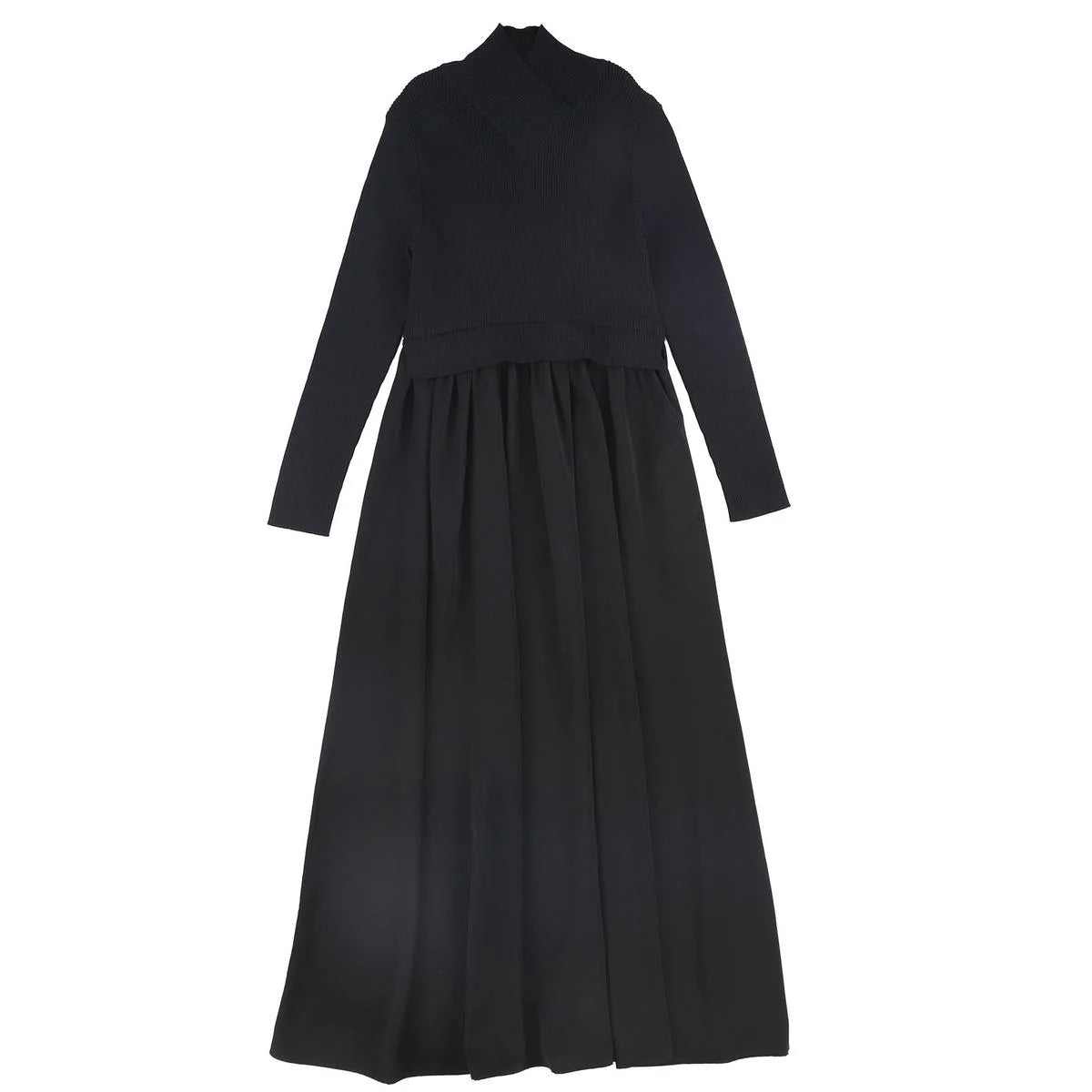 Black V-Neck Overlay Maxi Dress