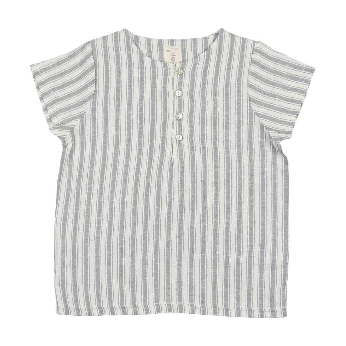 Loop Button Shirt- Light Blue Stripe