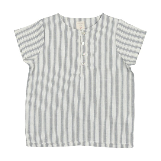 Loop Button Shirt- Light Blue Stripe