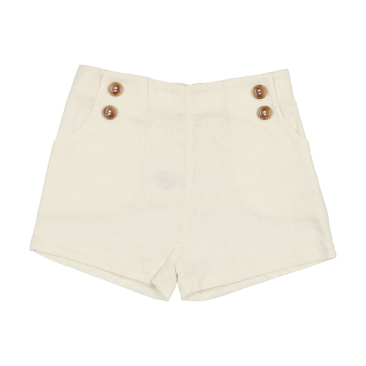 Button Shorts- Cream