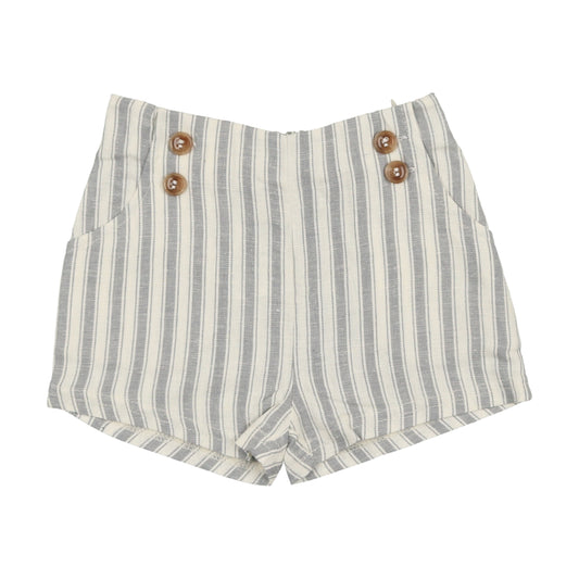 Button Shorts- Light Blue Stripe