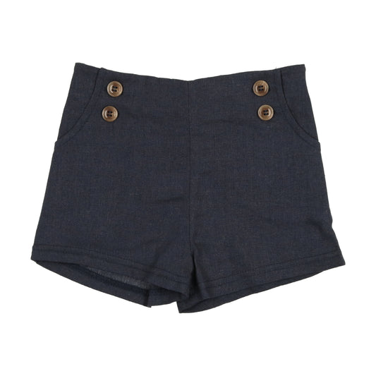 Button Shorts- Off Navy
