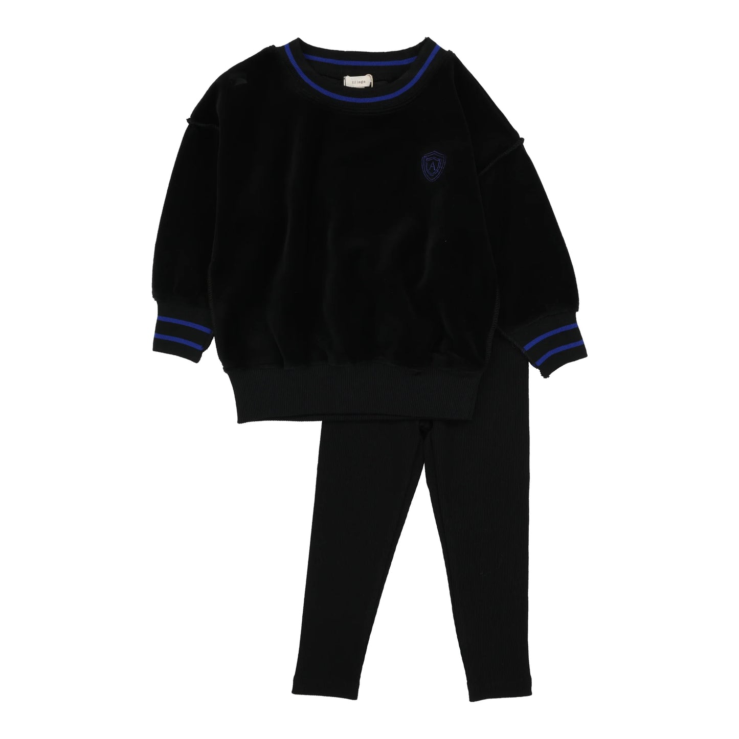 Boys Velour Sweatshirt Set Black