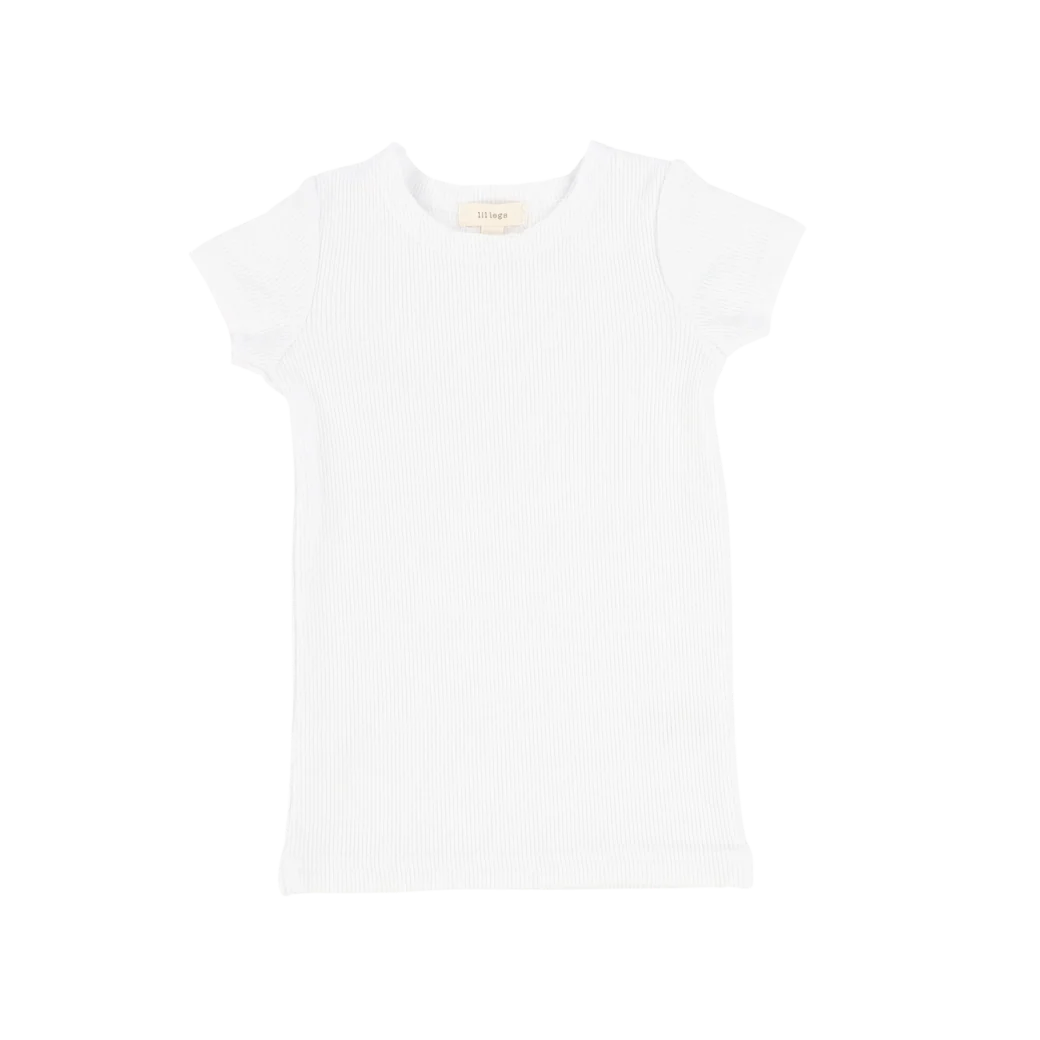 Basic Ribbed Short Sleeve Tee- Pure White