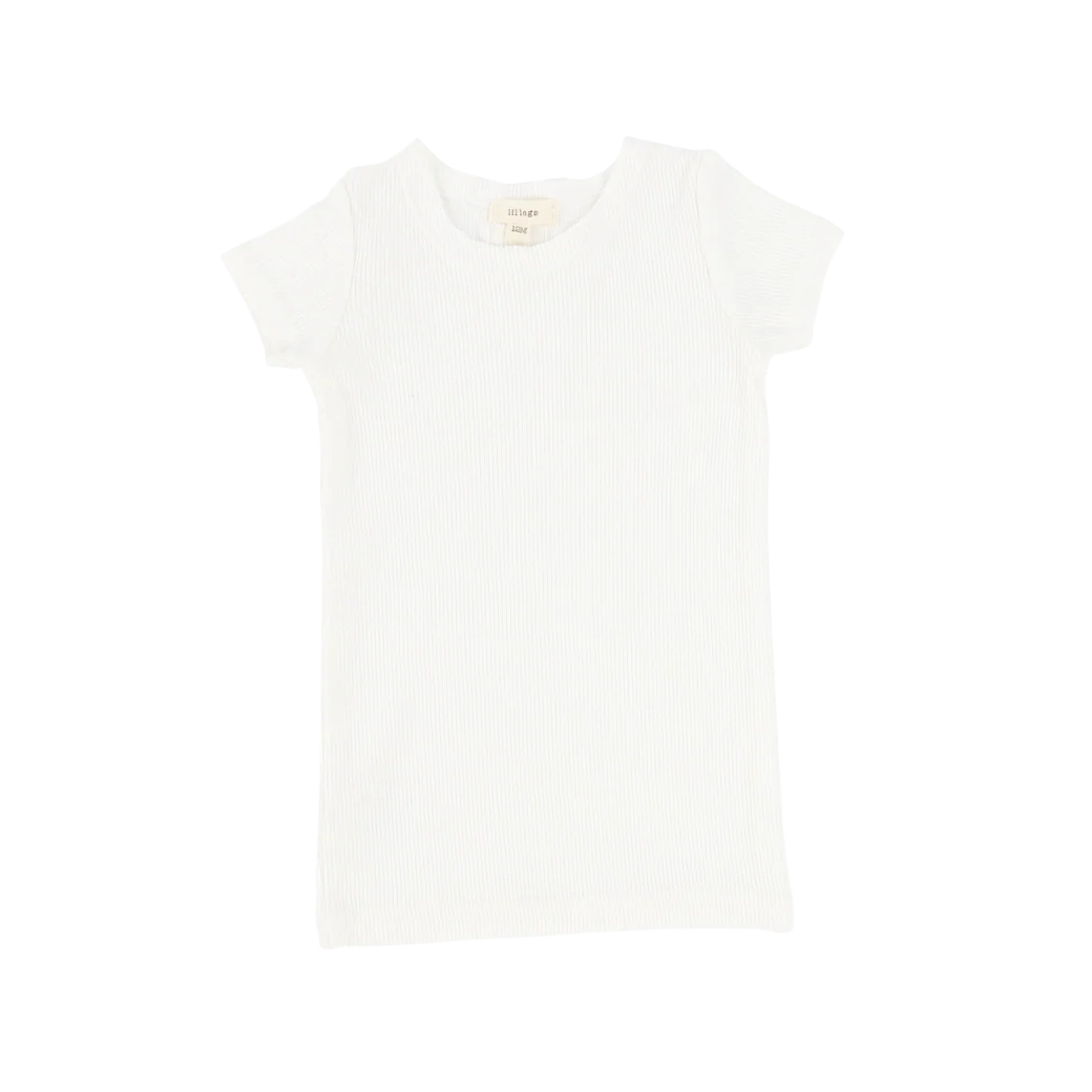 Basic Ribbed Short Sleeve Tee- Winter White