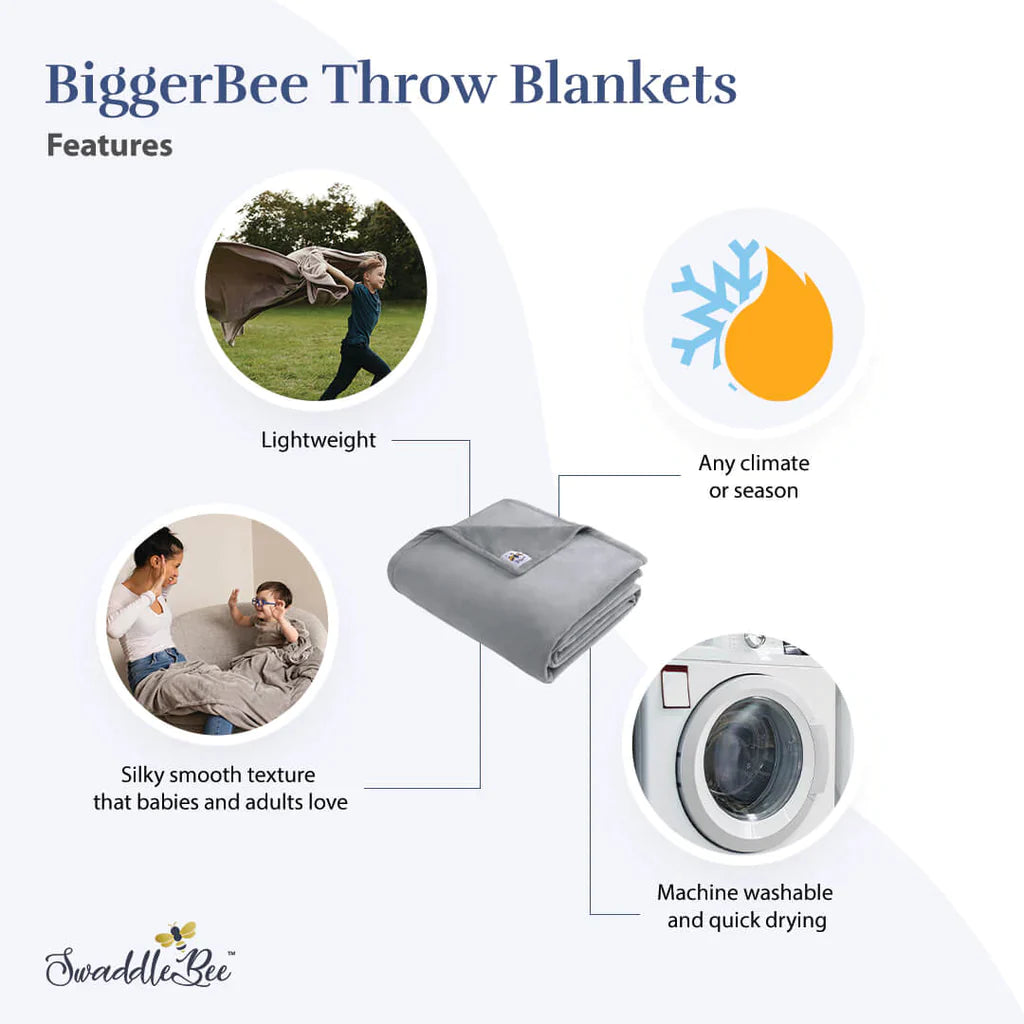 BiggerBee Throw Blanket - Dusty Lavender