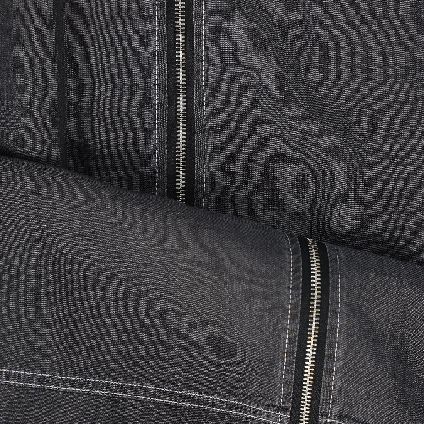 Black Denim Chambray V-neck Swing Dress