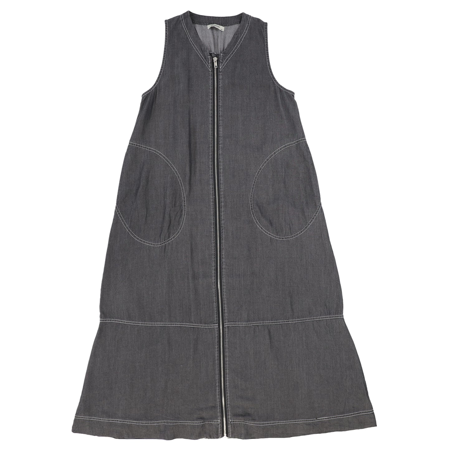 Black Denim Chambray V-neck Swing Dress