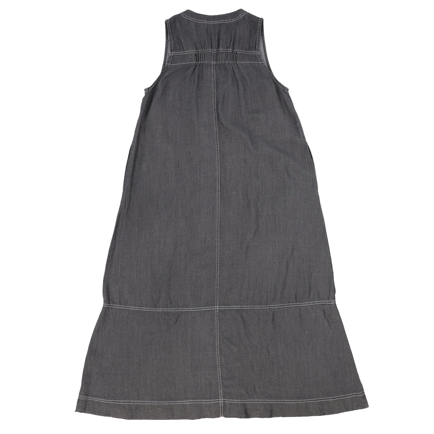 Black Denim Chambray V-neck Swing Dress