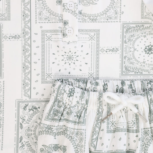 Sage Paisely Handkerchief Print Set